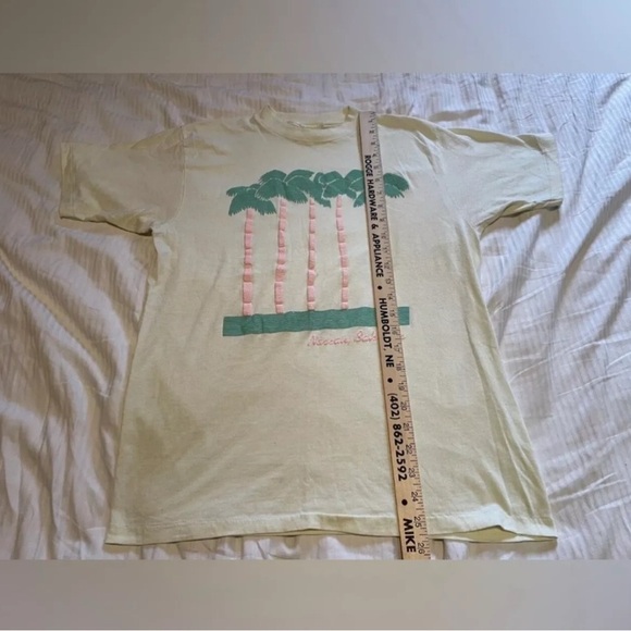 Vintage 80s Large Puffy Print T Shirt Bahamas Palm Tree Single Stitch Vapor Wave - Picture 3 of 5